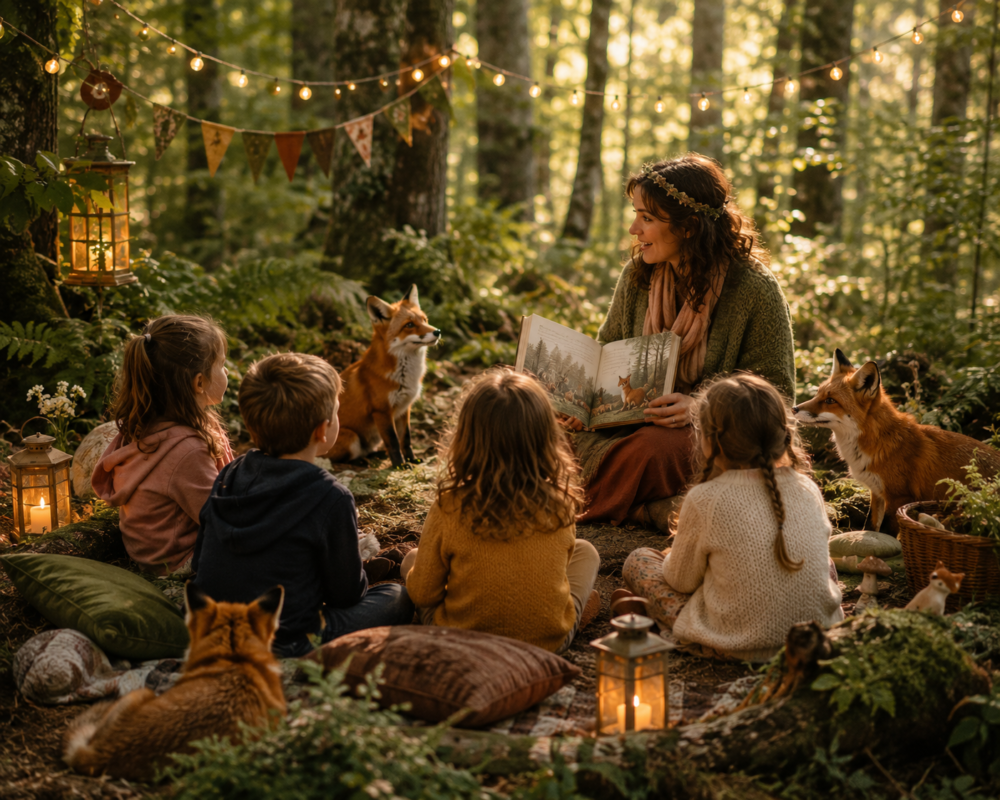 Lecture de conte dans la forêt du Neuf-Lac