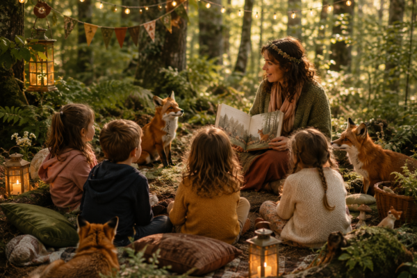 Lecture de conte dans la forêt du Neuf-Lac