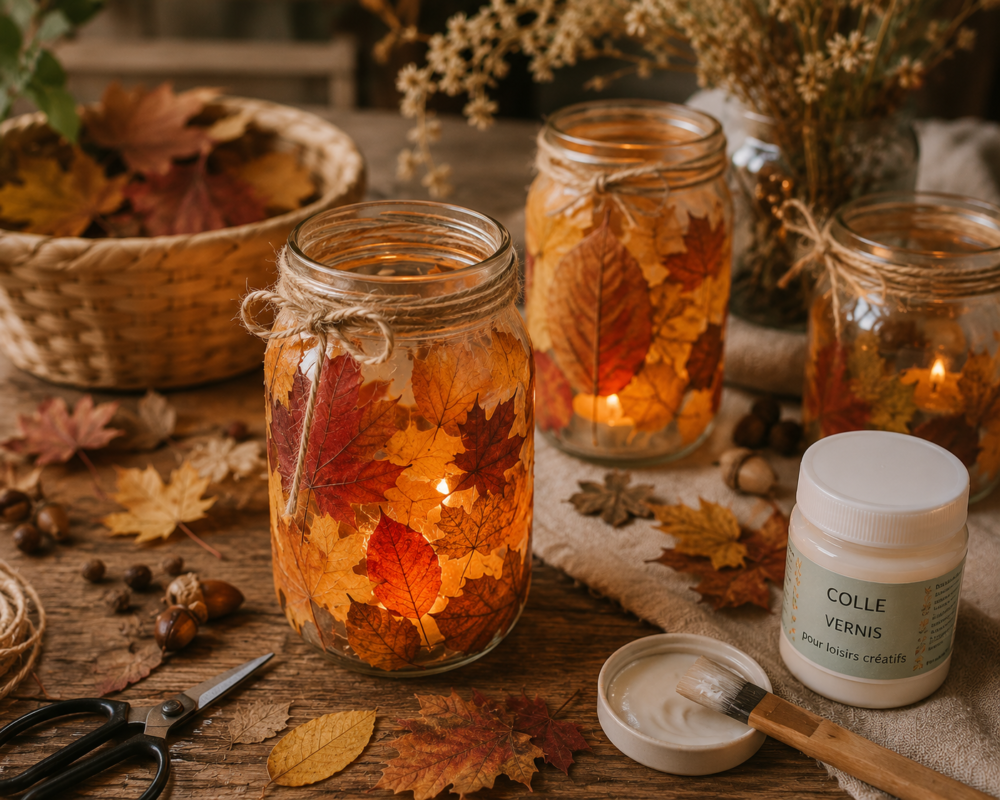 Café-Créatif Création de photophore "Lumière d’automne"