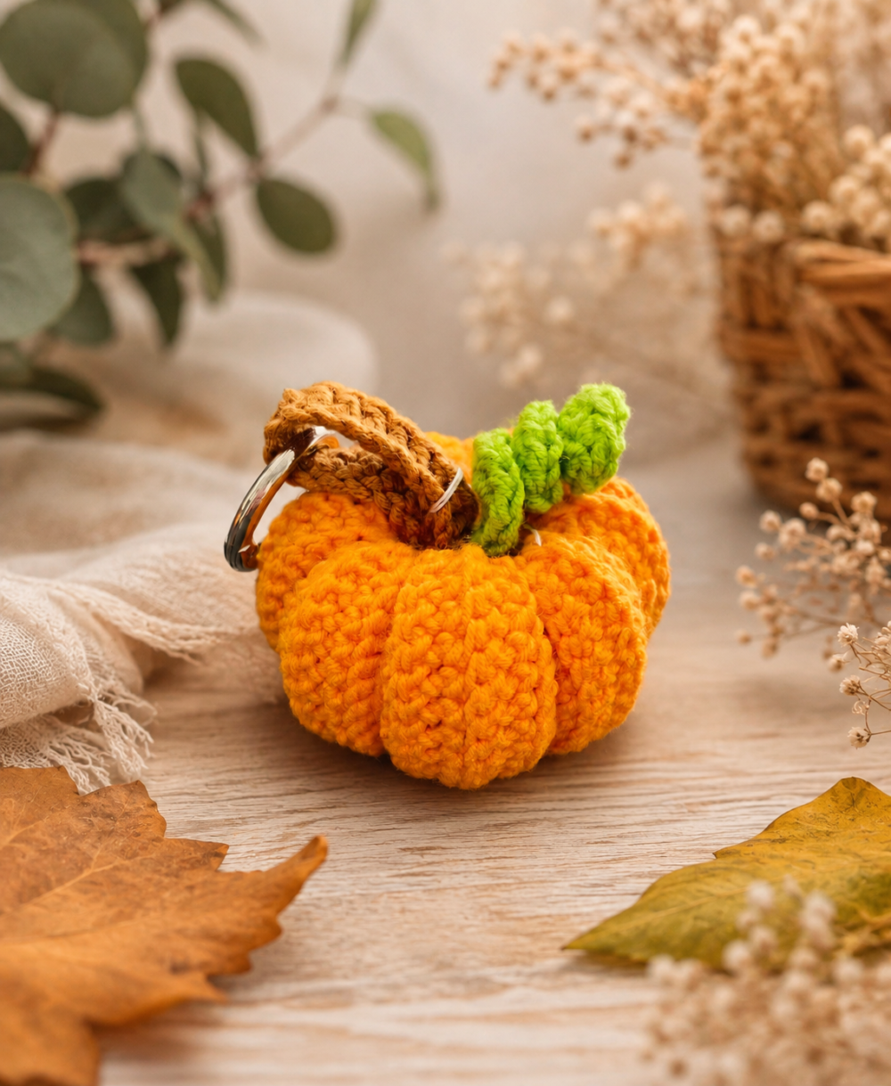 Création d'un porte-clé citrouille au crochet